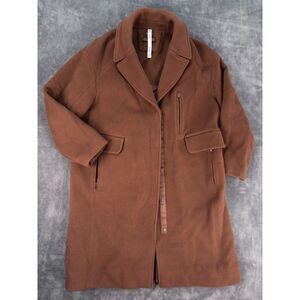 Lululemon Wool Long Coat Roasted Brown Size 12 Oversized Wool Blend